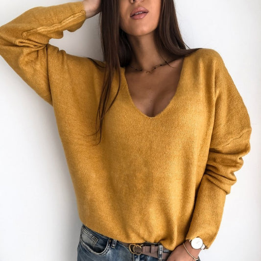 Elegant autumn V-Neck Knit Sweater - Luxe and Stylish