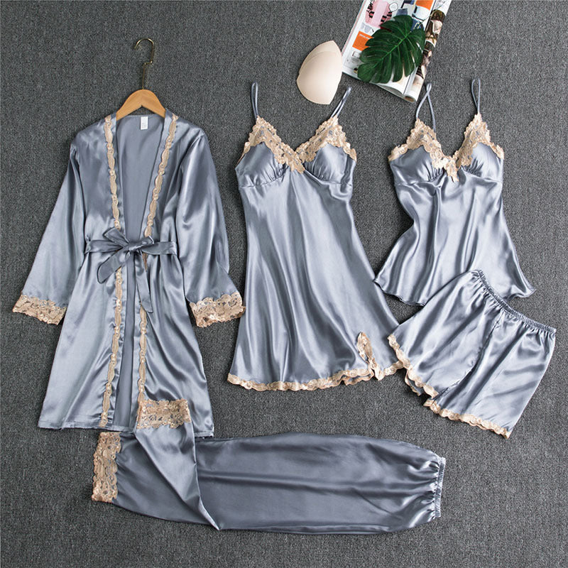 Elegant Spring & Autumn 5-Piece Women’s Pajama Set