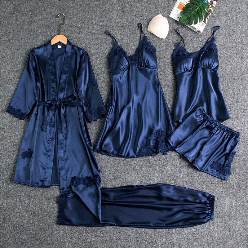 Elegant Spring & Autumn 5-Piece Women’s Pajama Set