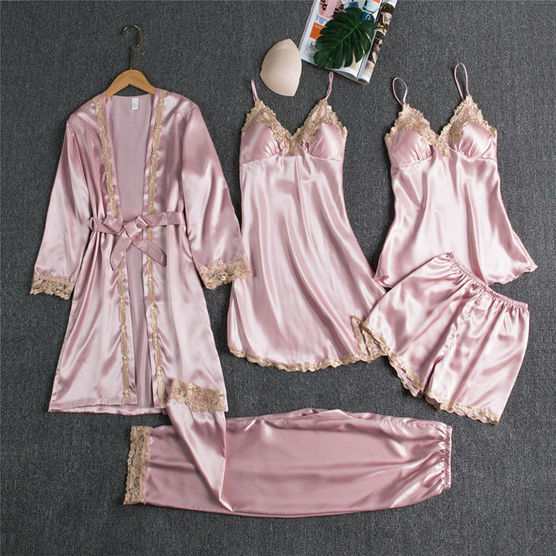 Elegant Spring & Autumn 5-Piece Women’s Pajama Set