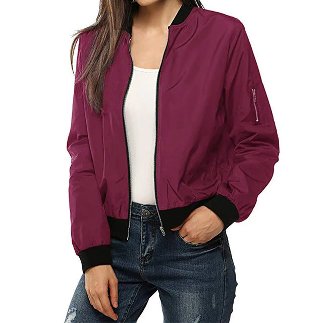 Sportswear Short Bomber Jacket Coat Autumn Women