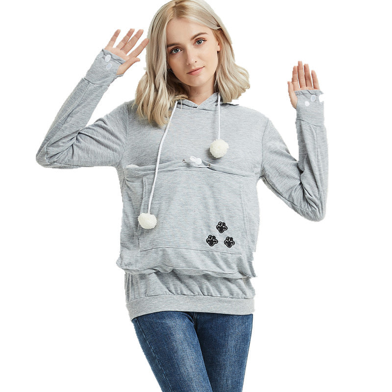 Exclusive Winter Hoodie with Pet Pocket – Cozy Sweatshirt for Cat Lovers