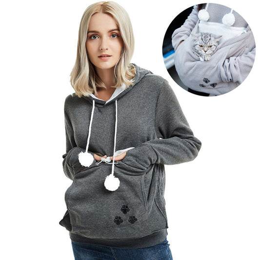 Exclusive Winter Hoodie with Pet Pocket – Cozy Sweatshirt for Cat Lovers