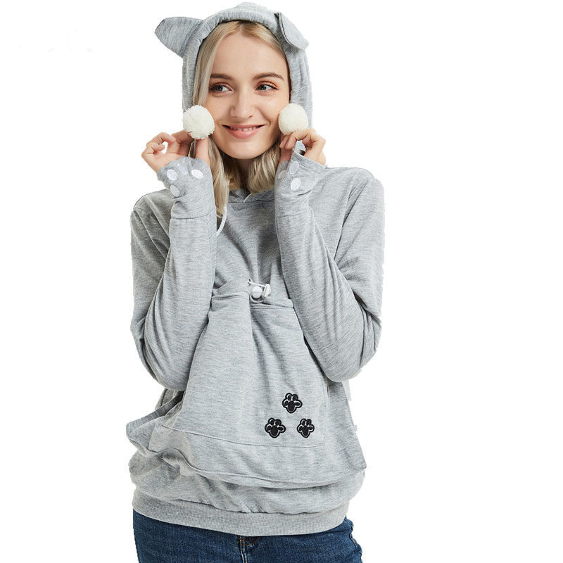 Exclusive Winter Hoodie with Pet Pocket – Cozy Sweatshirt for Cat Lovers