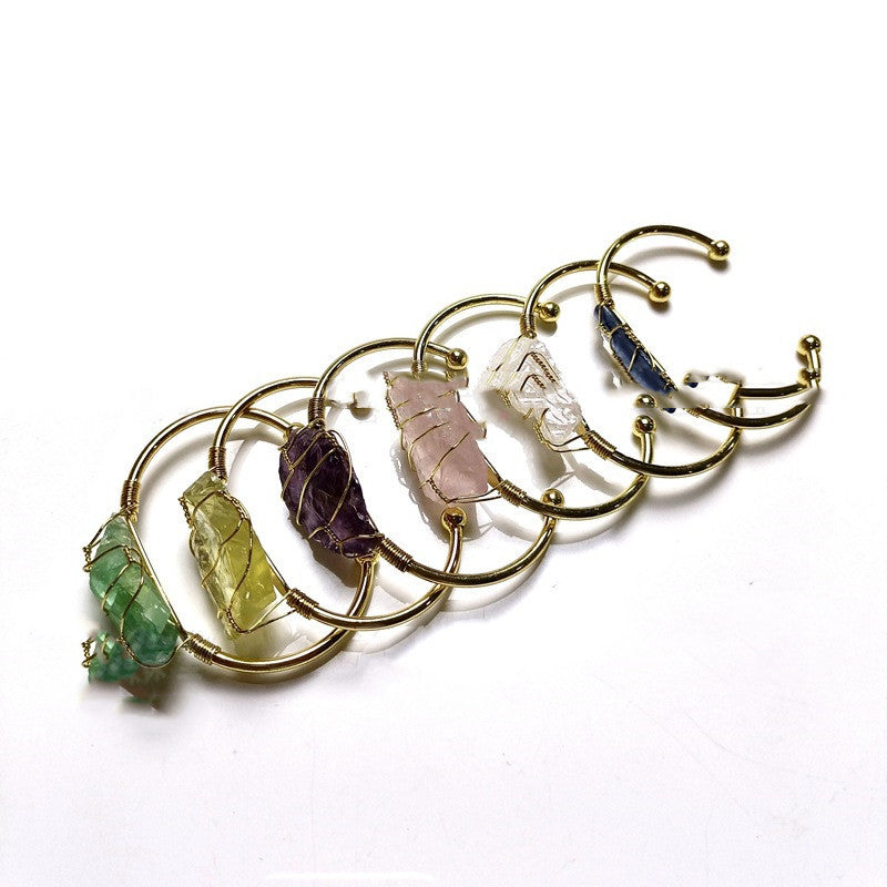 Golden Wire Wrapped Raw Crystal Bracelet - Wild and Luxurious