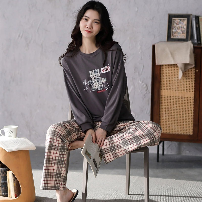 Pajamas Set Women Cute Cartoon Print Sleepwear 2 Piece Lounge Sets