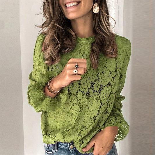 Elegant Hollow Lace Shirt – Timeless Fashion Statement Piece